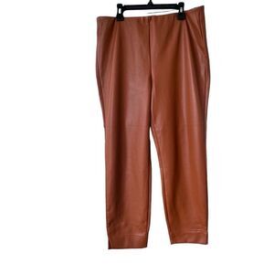 Fair Lady Brown Faux Leather Pants High Waist Dressy SZ 10P